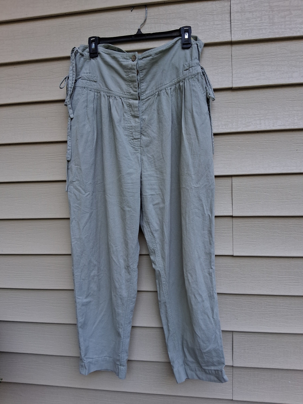 Free People Light Sage High-Rise Wide Leg Pants with Side Ties